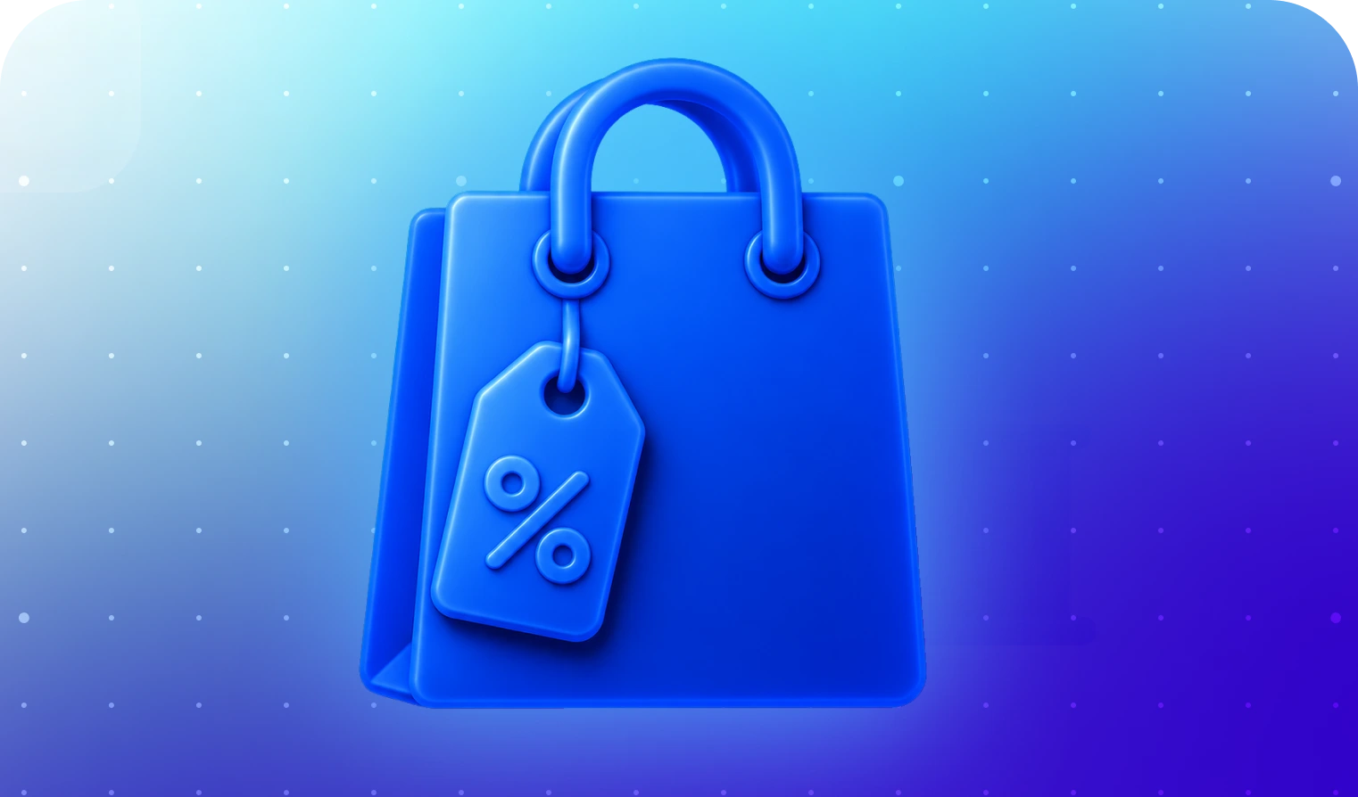 Un icono de bolsa de compras azul con una etiqueta de descuento porcentual, que simboliza el sector minorista.